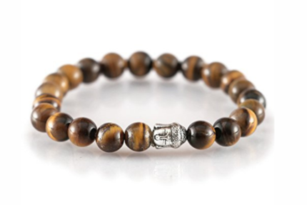 tiger eye buddha beaded charm bracelet