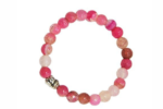pink agate buddha beaded charm bracelet