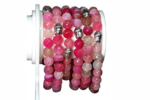 pink agate buddha beaded charm bracelet
