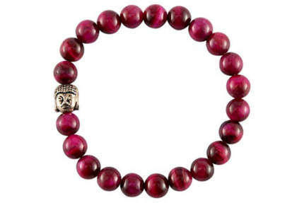 pink tiger eye buddha beaded charm bracelet