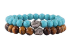 tiger eye and turquoise charm bracelet