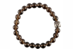 Smoky quartz buddha beaded charm bracelet