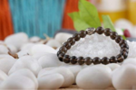 Smoky quartz buddha beaded charm bracelet