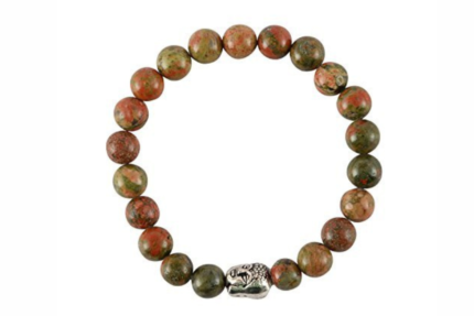 Unakite buddha beaded charm bracelet