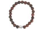 Mahogany obsidian buddha beaded charm bracelet
