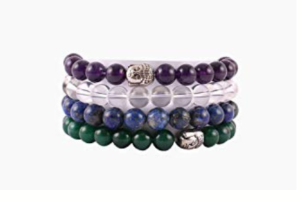 healing gemstone amethyst crystal lapis and jade bracelet