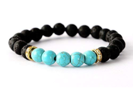 gemstone lava with turquoise charm bracelet