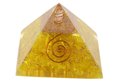 yellow clear crystal orgone pyramid