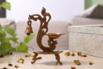 brass peacock diya oil lamp with bell