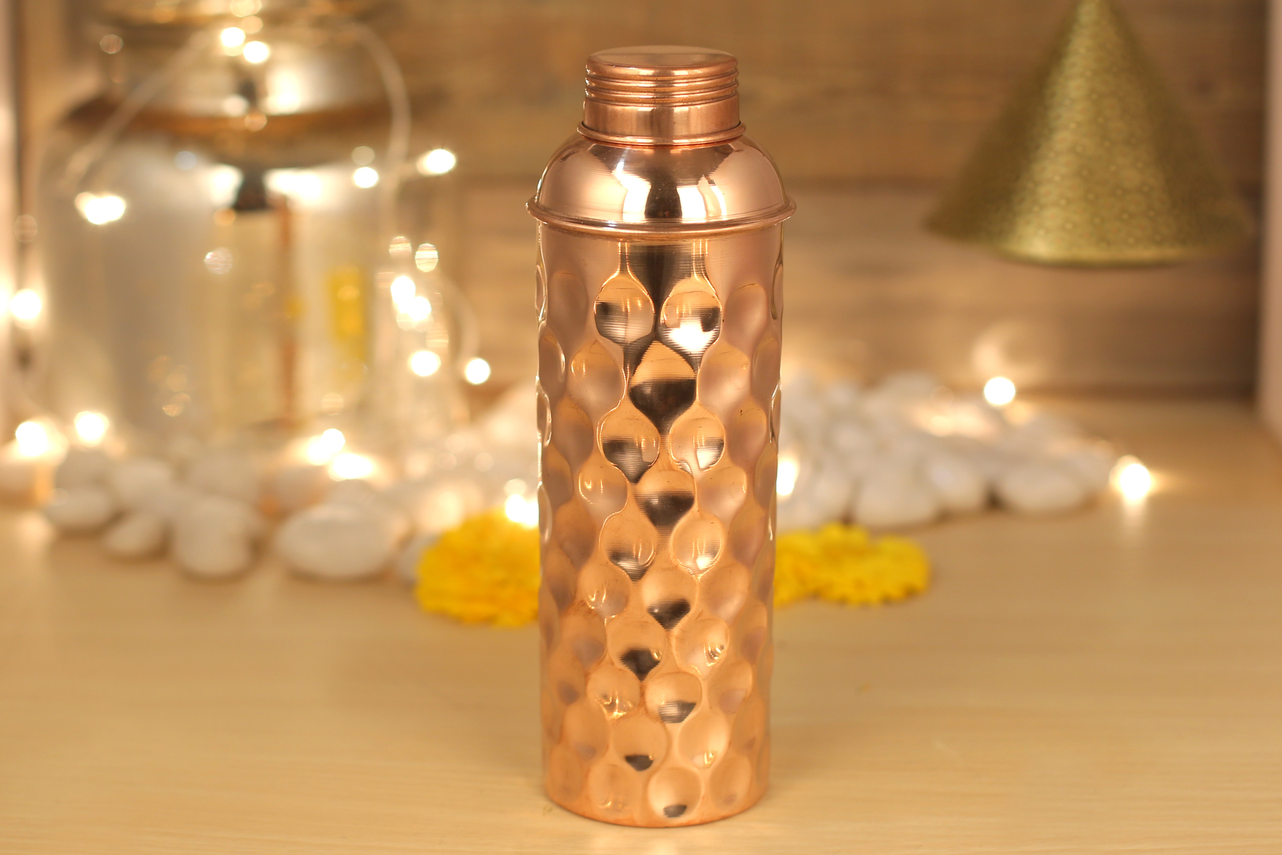 copper hammered dotted l