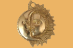 Brass sun and mooon half face wall hanging