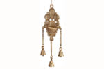 brass wall hanging designer diya with chain bell