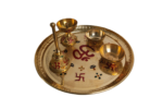 brass plate with bell and diya set