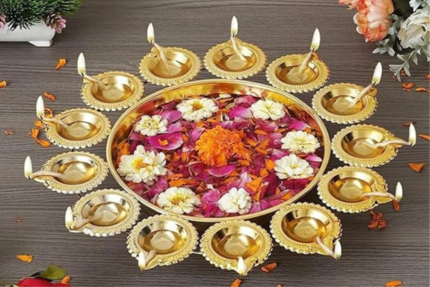 metal diya urli bowl