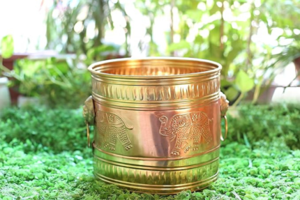 brass and copper handicraft planter with lacquer