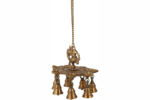 brass peacock hanging diya with bells