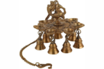 brass peacock hanging diya with bells