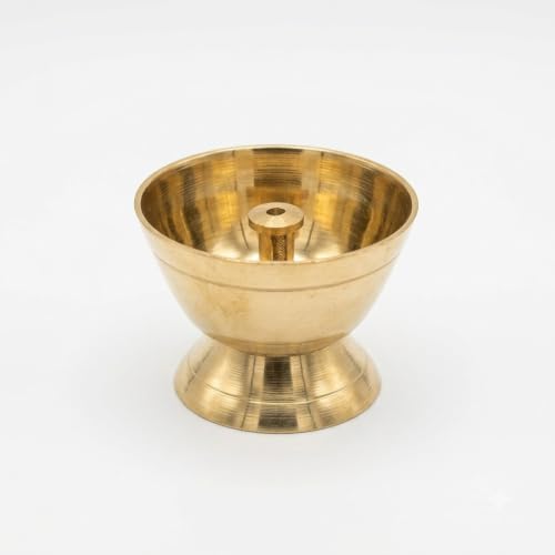AATM Brass Small Plain Diya Oil Lamp | Traditional Indian Brass Deepam for Puja, Prayer, Home Temple, Mandir, Diwali & Festivals | Reusable Decorative Oil Lamp
