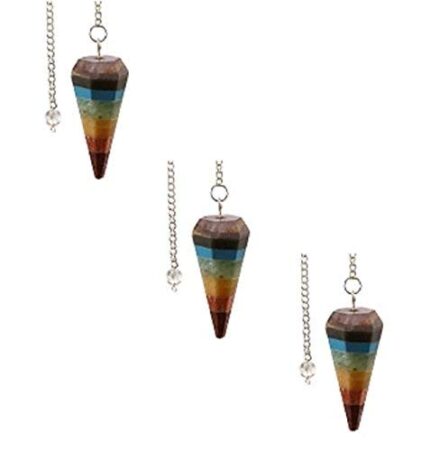 Aatm 7-Chakra Healing Crystal Pendulum for Energy Reading, Meditation & Chakra Balancing – Reiki Charged Gemstone Pendulum for Divination & Spiritual Healing – Multicolor (1.7 Inch)