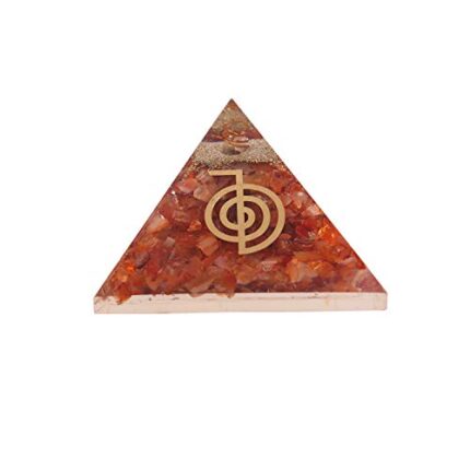 Aatm Energy Generator Gemstone Carnelian Orgone Pyramid With Cho-Ko-Rei Symbol 75mm