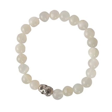 Aatm Natural Rainbow Moonstone Buddha Charm Bracelet | Semi-Precious Healing Gemstone for Women | Peace, Emotional Harmony & Chakra Balancing | Reiki Charged (7–8mm)