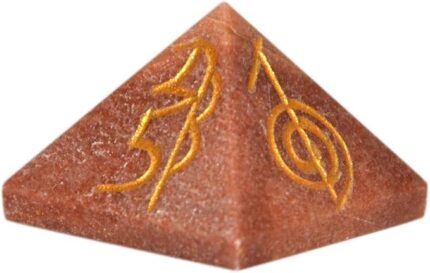 Aatm Red Quartz Pyramid with 4-Side Reiki Symbols | Engraved Metaphysical Crystal Gemstone for Spiritual Healing, Energy Balancing & Vitality | Root Chakra