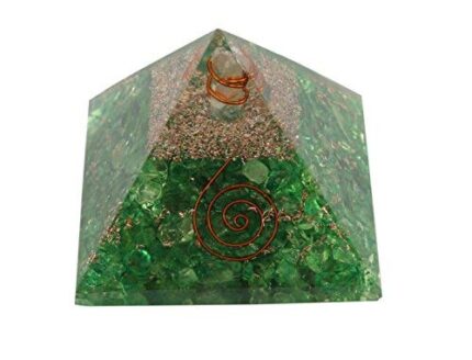 Aatm Green Orgone Pyramid for EMF Protection Chakra Healing Meditation with Crystal and Copper (3 and 3 Inches)