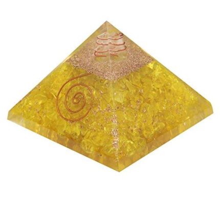 Aatm Yellow Clear Crystal Orgone Pyramid for Home & Office Décor, Meditation, and Energy Balancing (3 Inches)