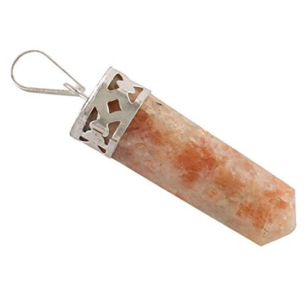 Aatm Sunston Pencil Pendant | Sacral Chakra Balancing, Joy | Natural Pointed Healing Crystal Charm | Energy Healing, Meditation | Spiritual Wellness Jewelry for Men & Women