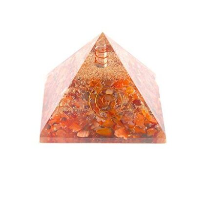 Aatm Carnelian Orgone Pyramid for EMF Protection Chakra Healing Meditation with Crystal and Copper (3 and 3 Inches)