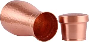Aatm Copper Handicraft Hammered Bedroom Jar Matt Finish Utensil Drinkware Best for Home Decor & Gift Purpose (7.7 Inch) 1 Ltr.