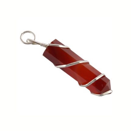Aatm Carnelian Gemstone Pencil Pendant | Sacral Chakra Healing Wired Jewelry for Motivation & Courage | Spiritual Energy Gift for Women and Men