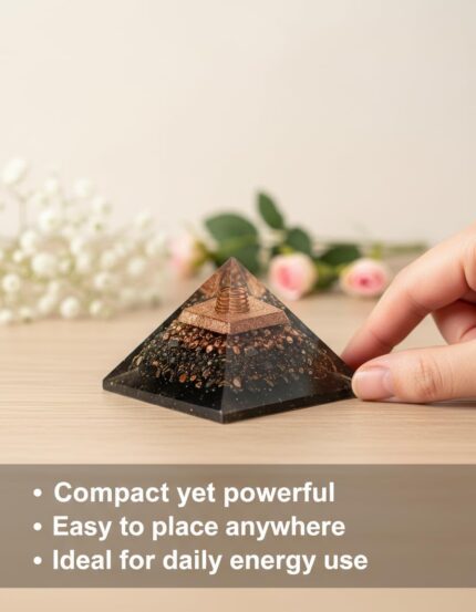 Aatm Black Tourmaline Pyramid | Root Chakra Protection, Natural Crystal for Protection | 3 x 3 Inches | Reiki Symbols for Chakra Meditation, Vastu & Feng Shui