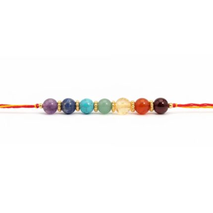 Aatm 7 Chakra Gemstone Rakhi | Natural Multi Gemstone Raksha Bandhan Thread | Handmade Spiritual Rakhi for Bhai | Traditional Festival Rakhi with Decorative Beads