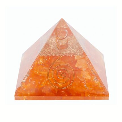 Aatm Orange Clear Crystal Gemstone Orgone Pyramid | 3 x 3 Inches | Copper & Clear Crystal | Spiritual Protection, Energy Balance | Ideal for Gift Purpose