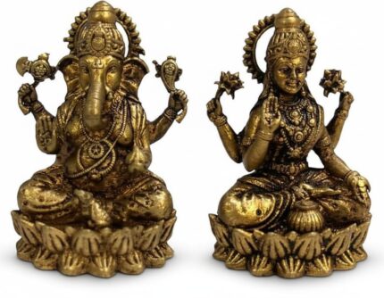 Aatm Brass Handicraft Laxmi Ganesh | For Diwali Pooja, Home Pooja | 4.5 cm Height, 90g in weight