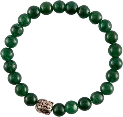Aatm Natual Healing Gemstone Jade Buddha Beaded Charm Bracelet For Healing and Meditation (Beads Size - 7-8 mm)