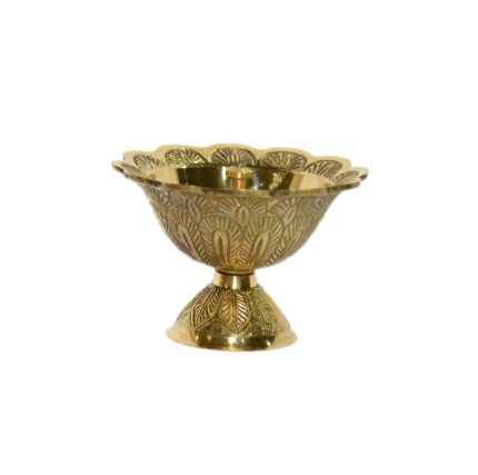 Aatm Brass Decorative Embossed Akhand Diya For Home and Office Temple, 8.25 cm In Height, 100 Grams.