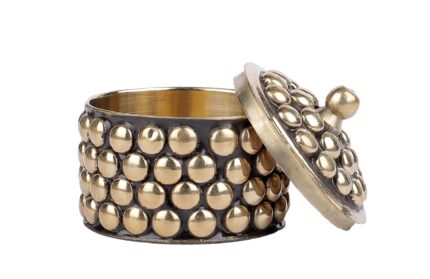 Aatm Brass Handicraft Designer Sindur Pot Kumkum Box Best for Home Decor & Gift Purpose Handicraft (1.8 Inch)