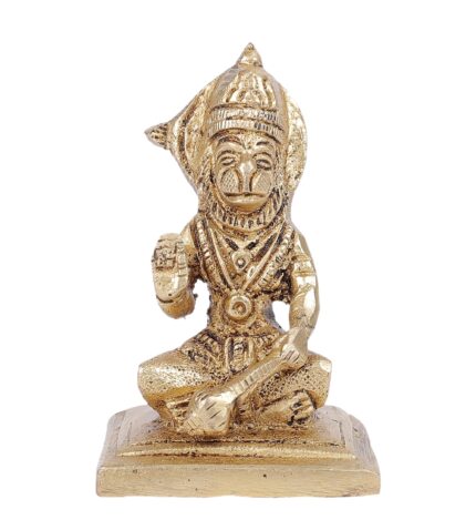 Aatm Brass Sitting Hanuman Ji Statue | Handcrafted Bajrangbali Murti, Anjaneya Pavan Putra Idol, 2.8 x 1.5 Inch 160g | For Home, Temple, Office & Gifting