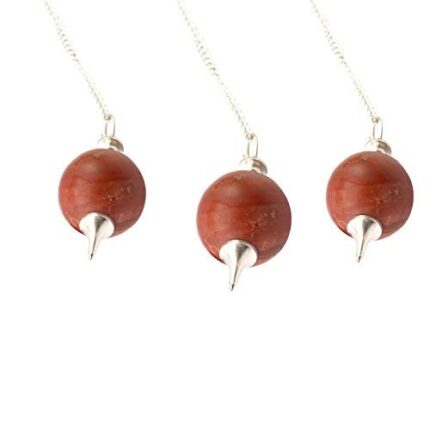 Aatm Red Jasper Pendulum Set (3 pcs) – Natural Crystal Dowsing Tool for Reiki, Energy Healing, Divination & Chakra Balancing – Charged by Reiki Master – Red Gemstone for Strength & Protection