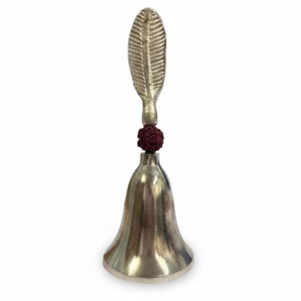 Aatm Brass Handcrafted Silver Colour Rudraksha Bell (15 cm in Height), For Pooja, Gifting,Housewarming and Religous Event