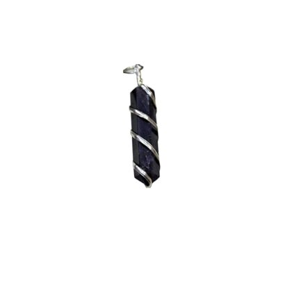 Aatm Natural Black Agate Gemstone Pointed Pencil Pendant – Grounding & Protection Stone for Root Chakra Healing, Meditation | Wired Charm Jewelry