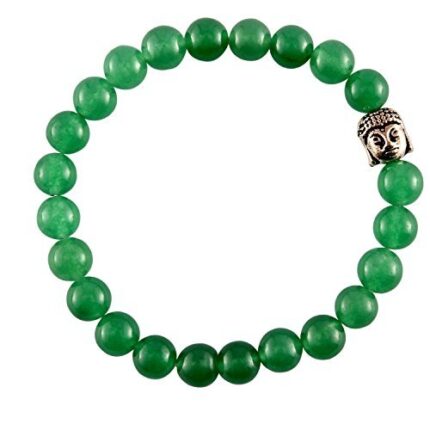 Aatm Natural Green Aventurine Buddha Bracelet | Heart Chakra & Success Crystal | EMF Protection Stretch Bracelet for Men & Women | Authencity Certificate