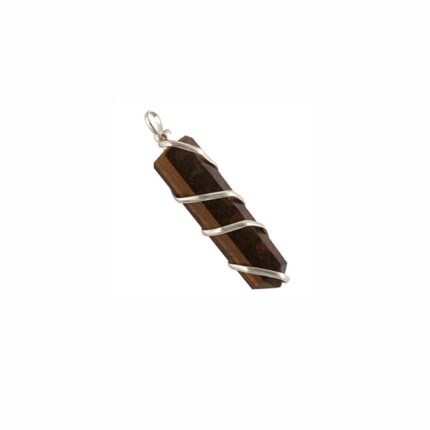 Aatm Reiki Energized Tiger Eye Gemstone Wire Wrapped Pointed Pendant for Confidence | Solar Plexus Chakra | Natural Crystal Healing Unisex
