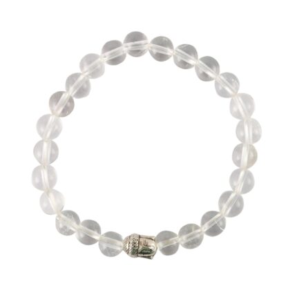 Aatm Clear Quartz Crystal Buddha Beaded Bracelet | Crown Chakra Clarity Crystal | Natural Gemstone Beads | Ideal for Meditation,Energy Balance Authenticity Certificate