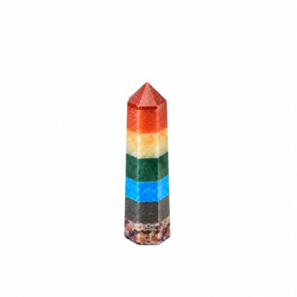 Aatm Seven Chakra Stone Tower, 4 Inch, 85 g, Crystal Point for Decor