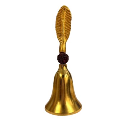 Aatm Brass Handcrafted Golden colour Iconic Look Rudraksha Bell (15 cm in Height), For Pooja, Gifting,Housewarming and Religous Event