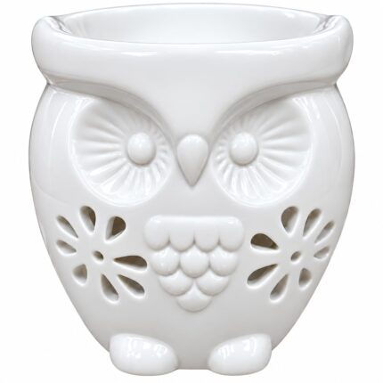 Aatm Owl Shape Ceramic Oil Burner | Aroma Diffuser for Home, Bedroom & Office | White