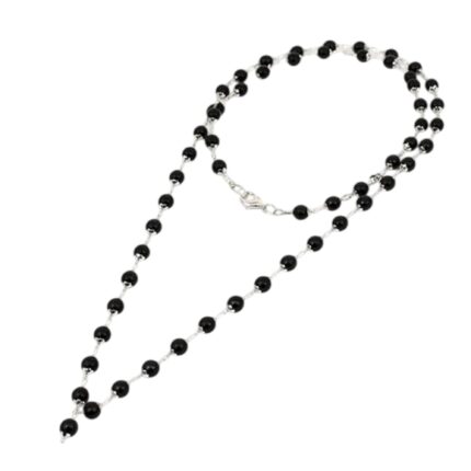 Aatm Silver Capped Karungali Mala 6 mm (54+1 Beads) | Original Karungali Malai for Lord Murugan Blessings | Evil Eye Protection & Mangal Dosh Remedy | Ideal for Puja & Gifting